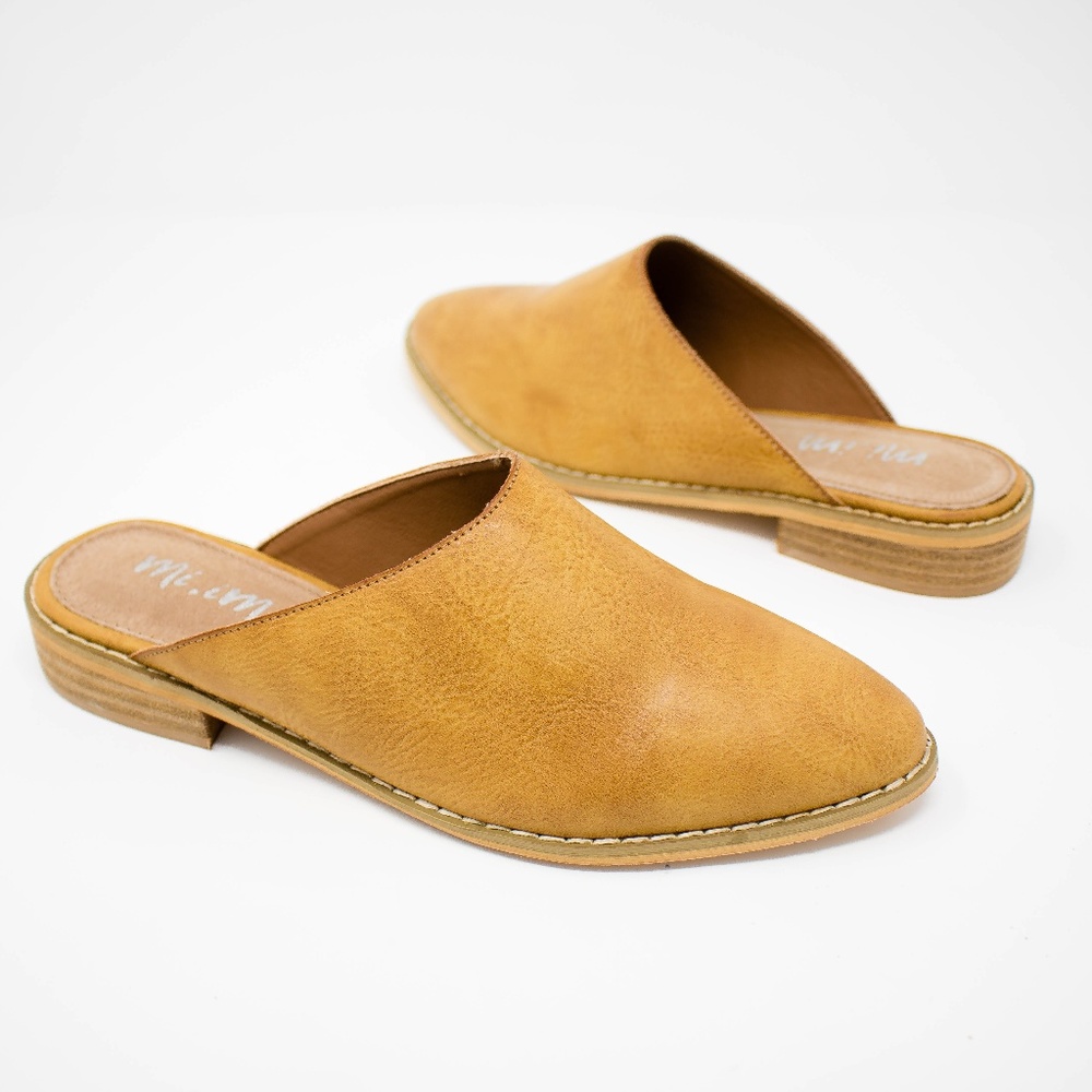 SARDINIA Leather Ankle Wrap Tie Mule - Toffee